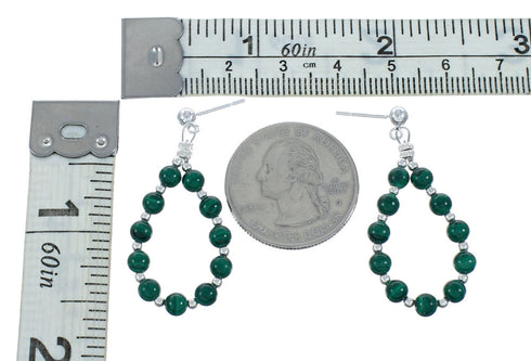 Sterling Silver Malachite Bead Post Dangle Earrings X10275